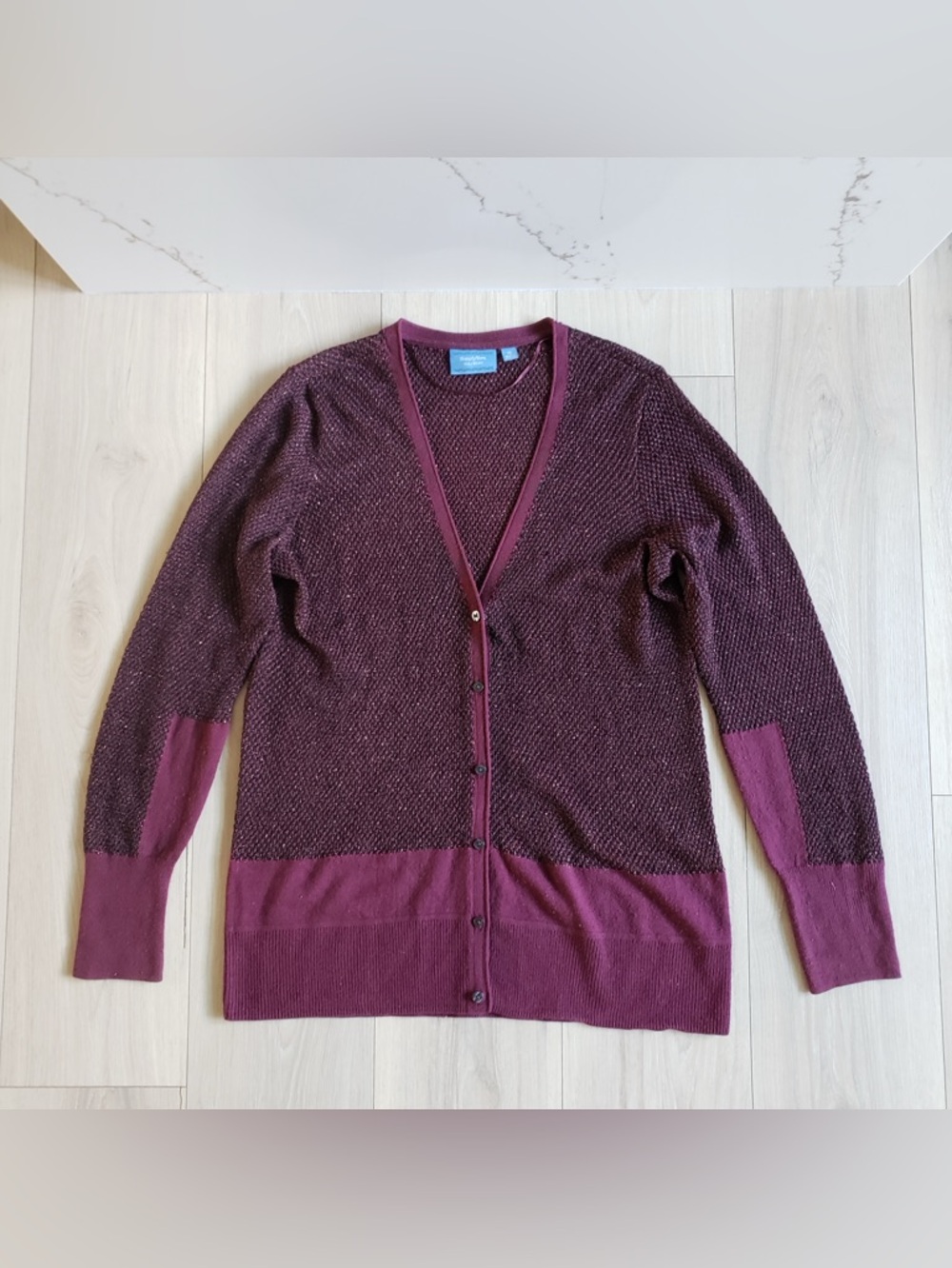 Simply Vera Vera Wang Maroon Knit Button-Up Cardigan